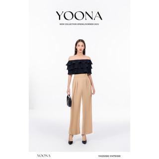 Quần dài nữ dáng suông phối cạp xếp li cao YOONA - YH7S100