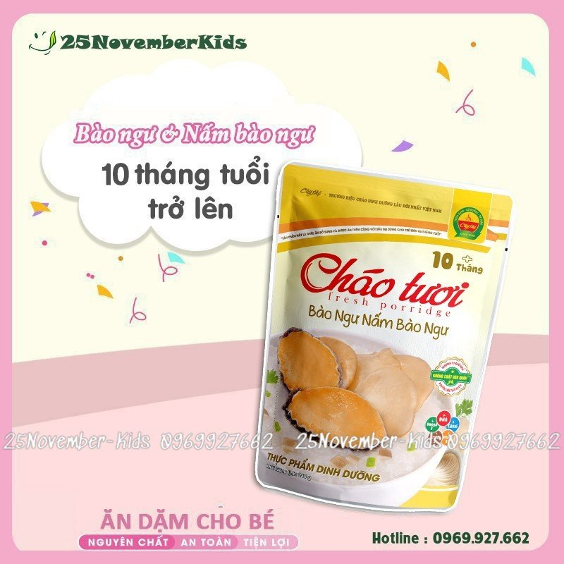 Cháo tươi Cây Thị Bào Ngư Nấm Bào Ngư 260g (Dành cho bé trên 10 tháng tuổi) Date mới nhất