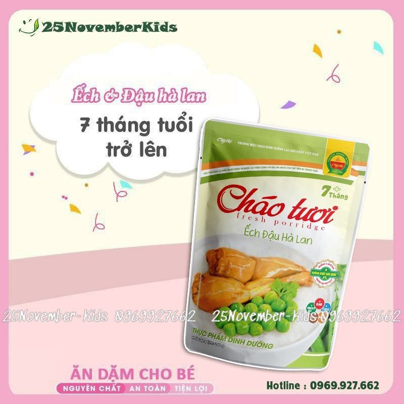 Cháo tươi Cây Thị Ếch Đậu Hà Lan 260g (Dùng cho bé Trên 7 tháng) Date mới nhất