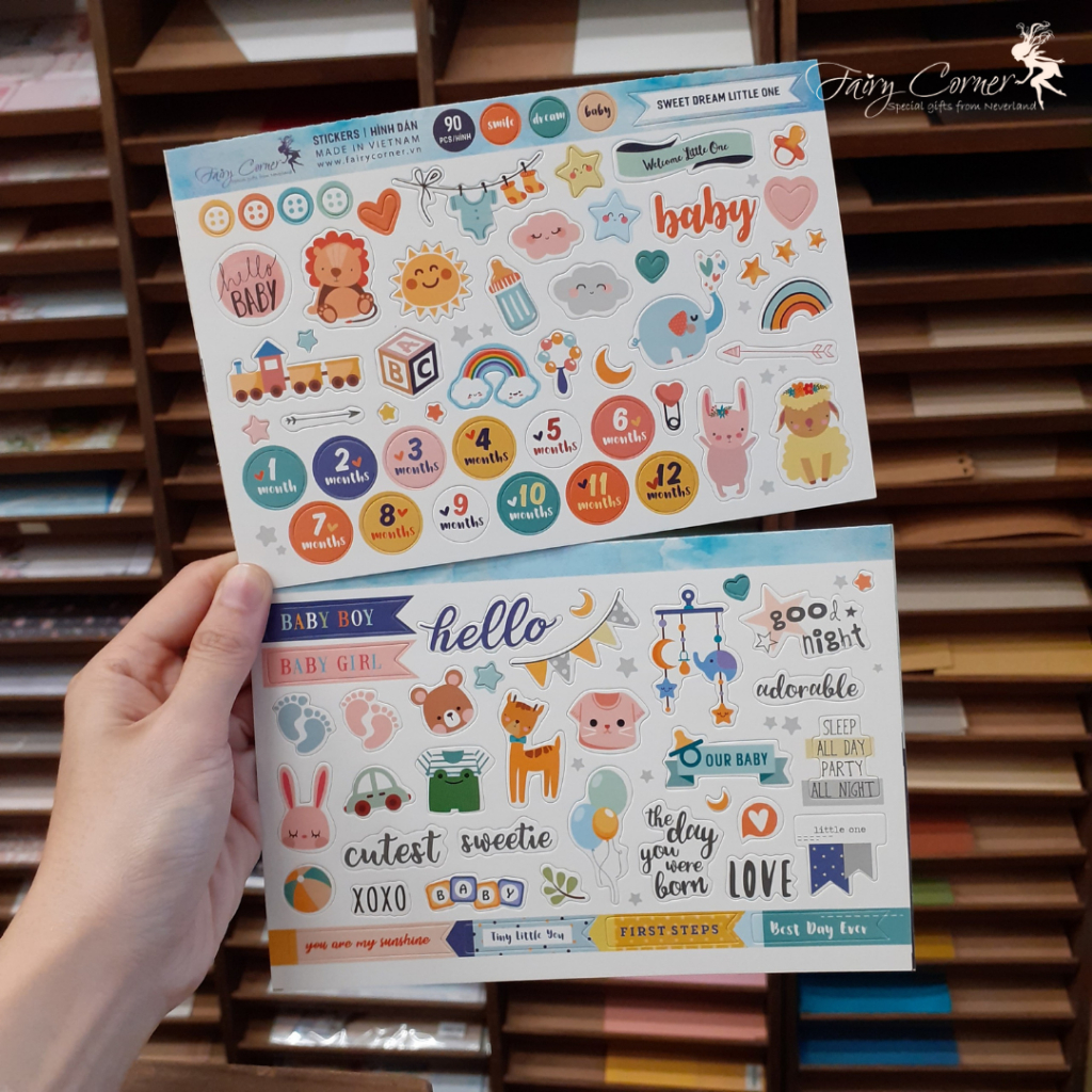 Set 90 sticker hình dán siêu dày Sweet Dream Little One (Baby)