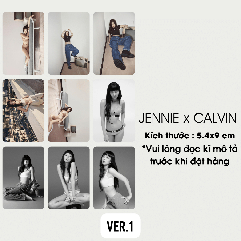 SET 9 CARD BLACKPINK JENNIE X CALVIN KLEIN (KHÔNG CHÍNH HÃNG)