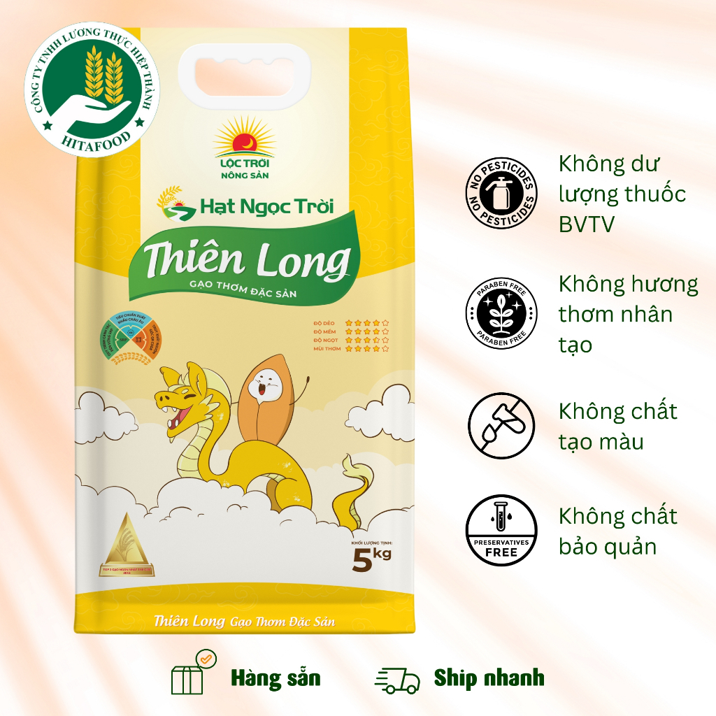 Gạo xốp, mềm Thiên Long của Tập đoàn Hạt Ngọc Trời 5kg