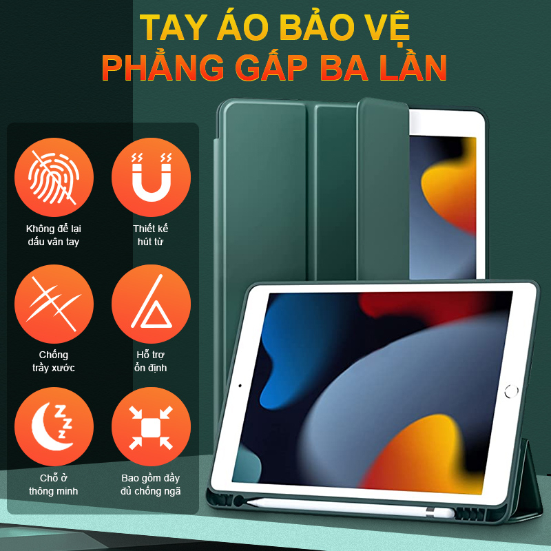 Bao Da Thông Minh Cho Ipad Phiên Bản Có Khay Đựng Bút Chính Hãng cho Ipad Gen 7 8 9