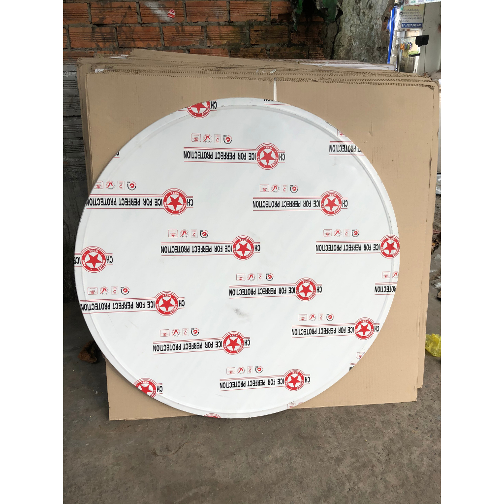 Mặt bàn tròn inox 1m2 chân sắt