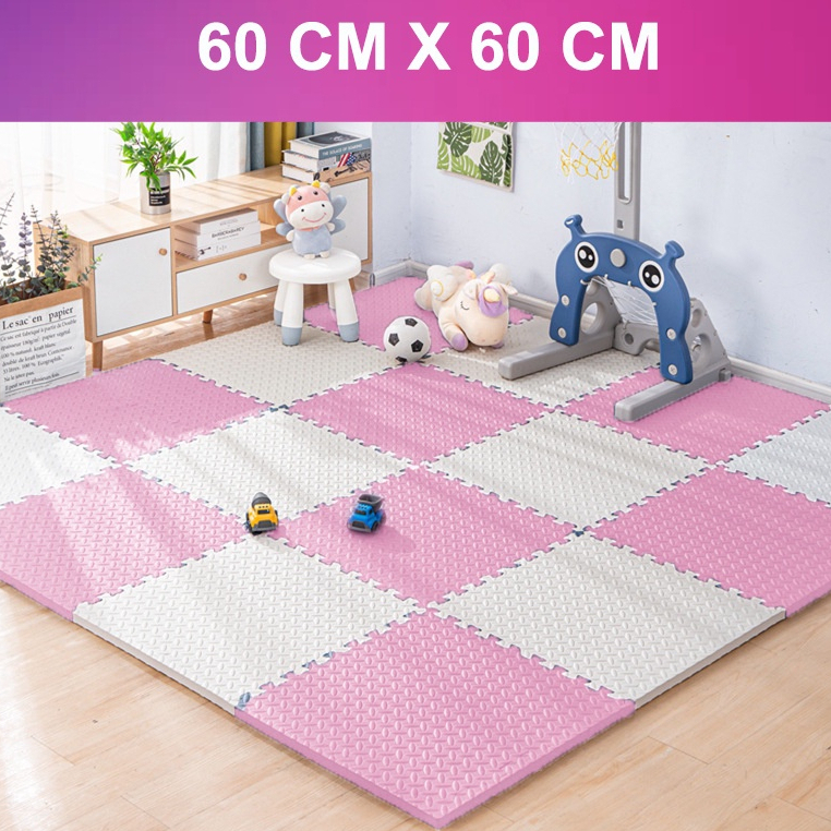 Thảm Xốp Ghép lót sàn 60x60 cm Korea miếng dày tấm trải sàn cho bé vân gỗ gấp gọn xpe