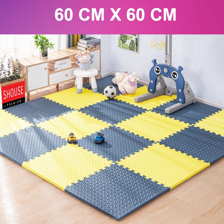 Thảm Xốp Ghép lót sàn 60x60 cm Korea miếng dày tấm trải sàn cho bé vân gỗ gấp gọn xpe