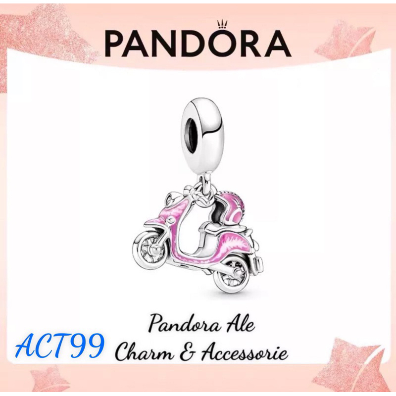 PAN ALE CHARM TREO XE MÔ TÔ HỒNG BẠC S925