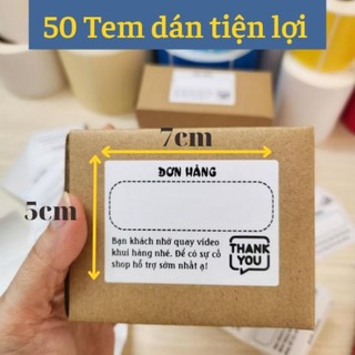 Tem dán mã đơn hàng có sẵn keo, Set 50tem kích thước 7x5cm