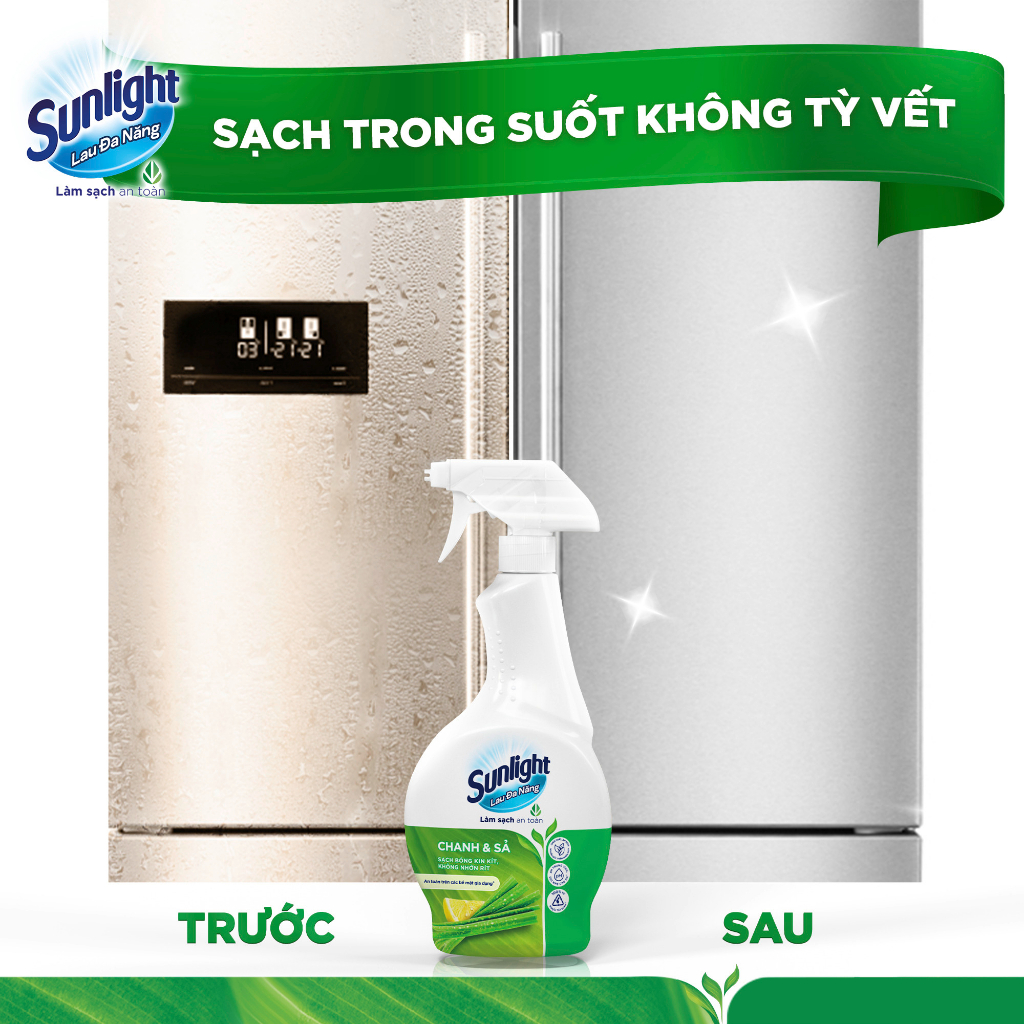 Combo 2 Nước lau đa năng Sunlight Chanh & Sả|Phiên bản nâng cấp từ Cif|Sạch bóng kin kít, không nhờn rít|Chai 500ml