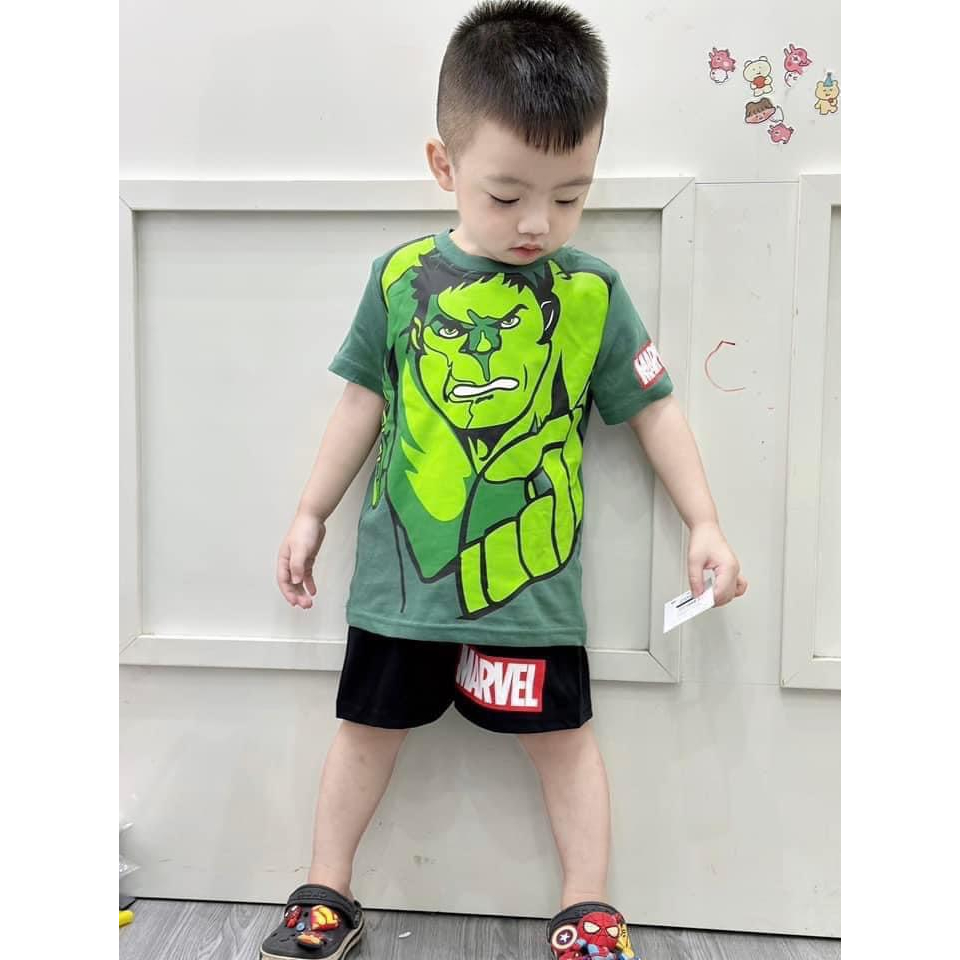 Bộ siêu nhân marvel áo xanh quần đen cho bé trai