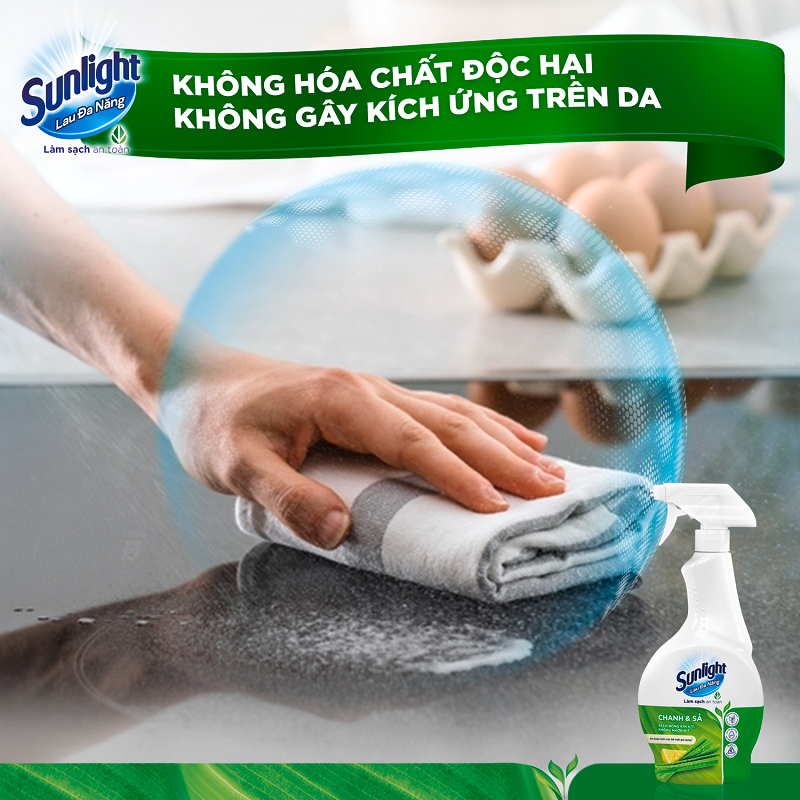 Combo 2 Nước lau đa năng Sunlight Chanh & Sả|Phiên bản nâng cấp từ Cif|Sạch bóng kin kít, không nhờn rít|Chai 500ml