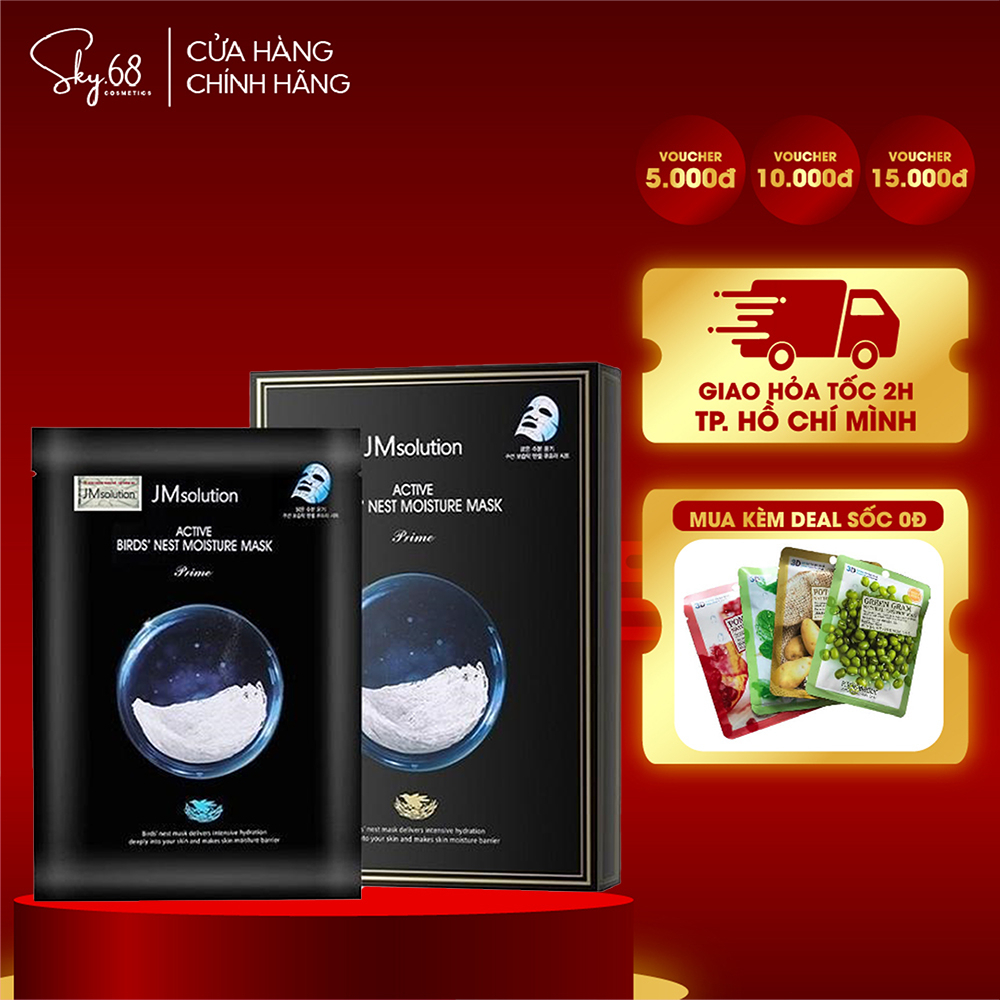Bộ 10 Mặt Nạ Tổ Yến Dưỡng Da Trắng Sáng, Phục Hồi Da Chuyên Sâu JM solution Active Birds' Nest Moisture Mask 30ml x10