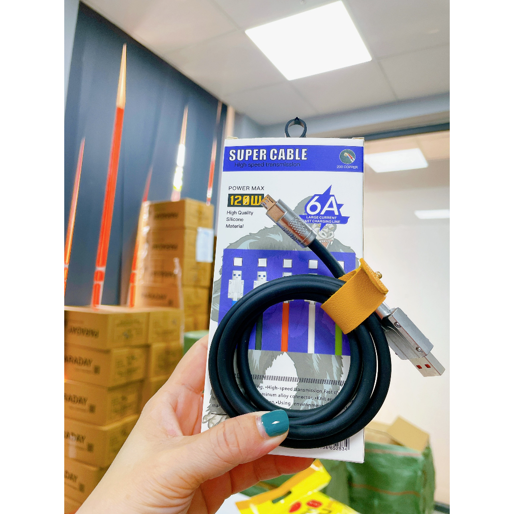 Cáp sạc nhanh 120w dây to dày, chống đứt, dùng cho nhiều loại máy