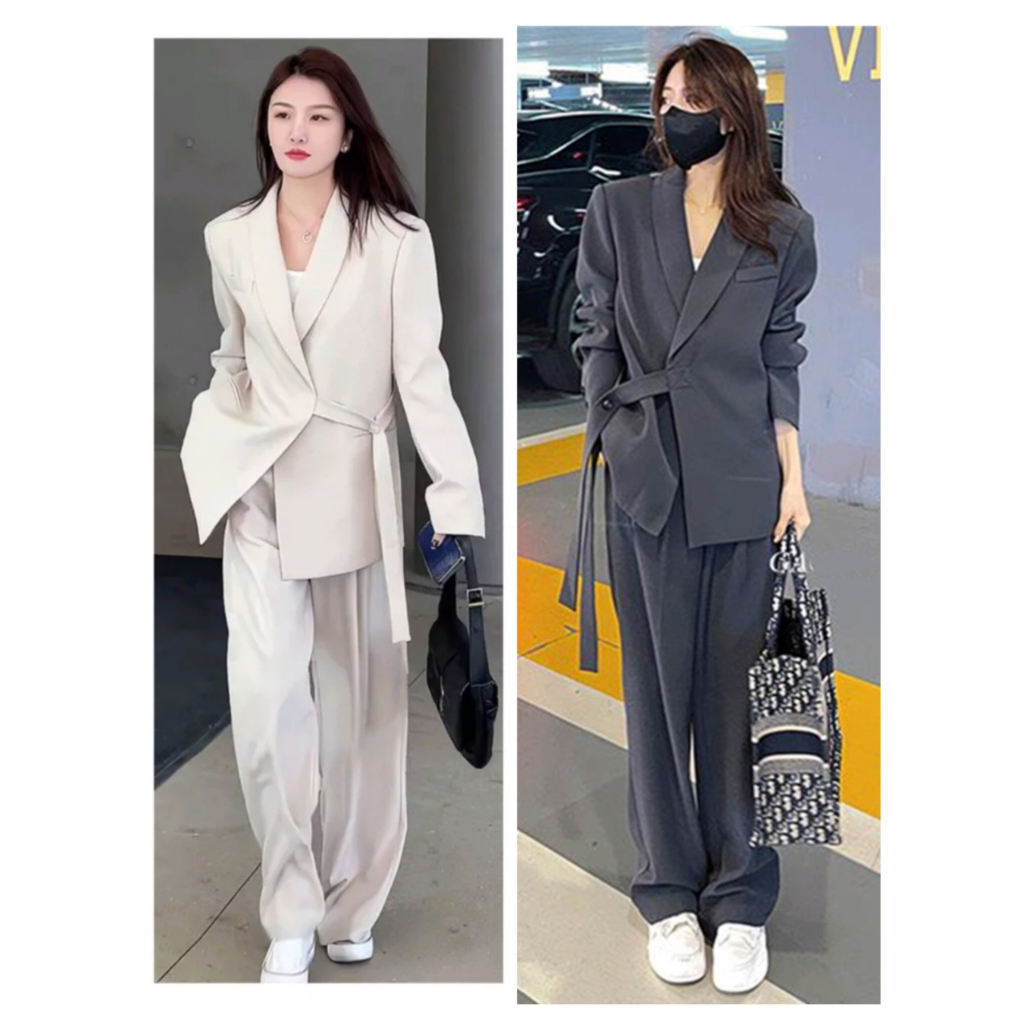 Sẵn Xanh lục-M(Hàng Đẹp)Ảnh thật 5 hình cuối-Set áo blazer + quần âu thiết kế phong cách Hàn Quốc | BigBuy360 - bigbuy360.vn