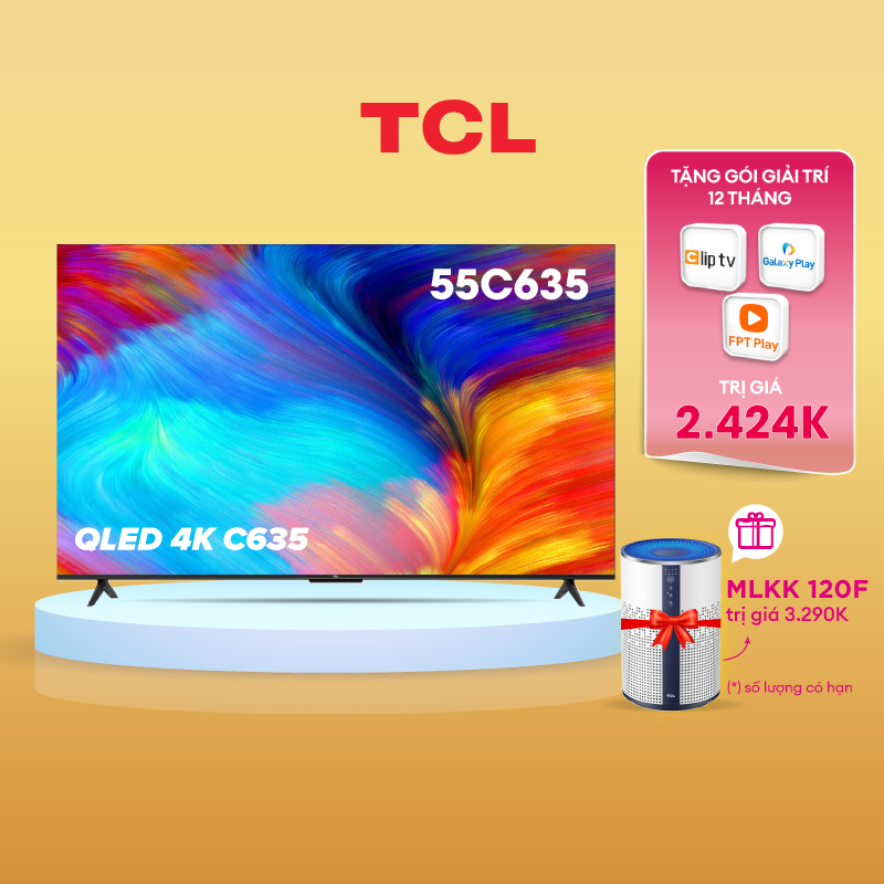 QLED TV TCL 4K UHD - Tivi 55'' 55C635 - Bảo hành 2 năm - Miễn phí lắp đặt