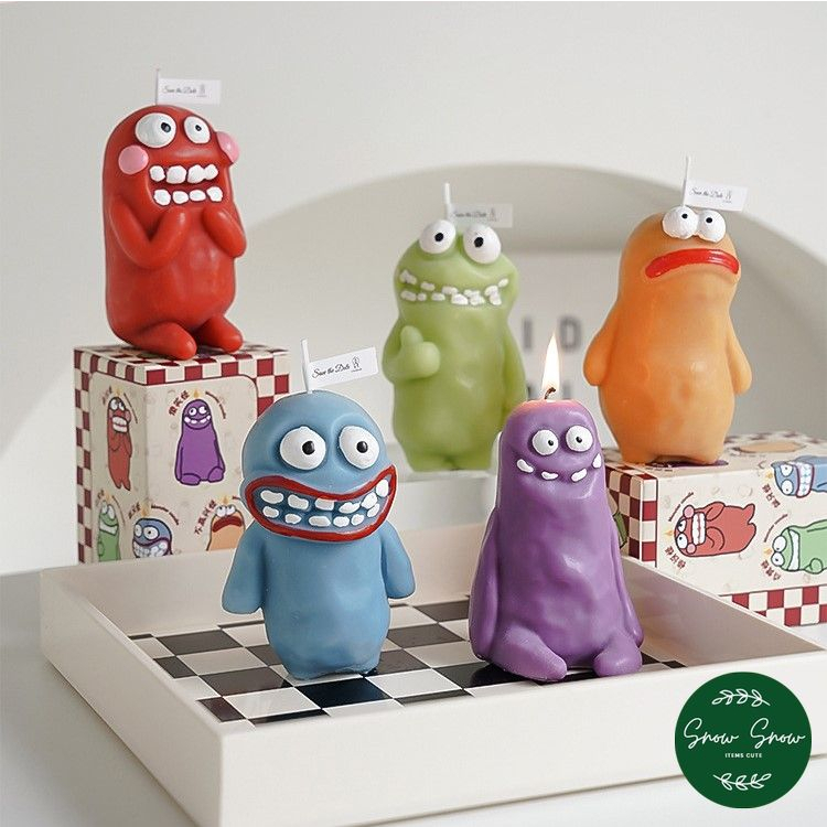 Nến thơm để bàn - Nến hình Quái Vật đáng yêu nhiều màu làm quà tặng, decor phòng bàn làm việc