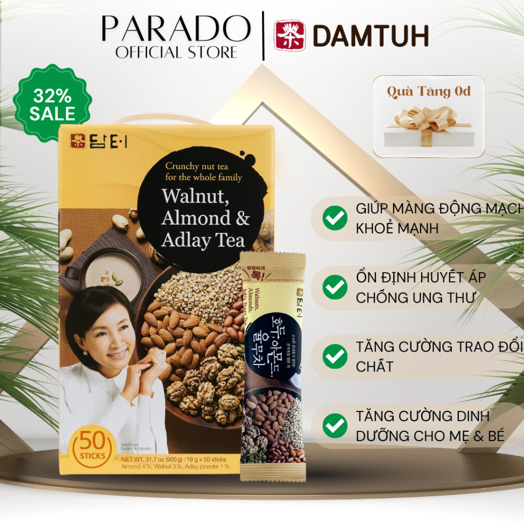Bột Ngũ Cốc Dinh Dưỡng Damtuh Hàn Quốc, Hộp Hình Cô Gái 900g, Ít Đường Rất Tốt Cho Sức Khỏe