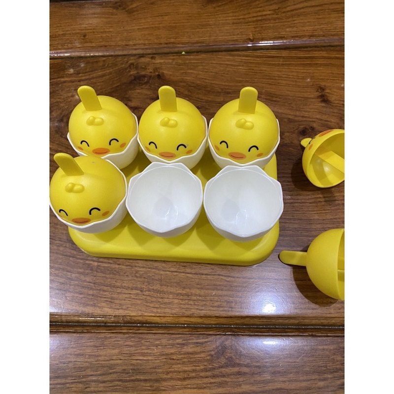 Khay Làm Kem, Làm Đá Hình Con Gà Cute Tiện Lợi,Khuôn Làm Kem Que 6 Ngăn Hình Gà Con Hoạt Hình Sáng Tạo Giá Rẻ