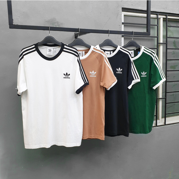 Áo Thun Chính Hãng Adidas Màu Đen Sọc Trắng Shop Xám Store