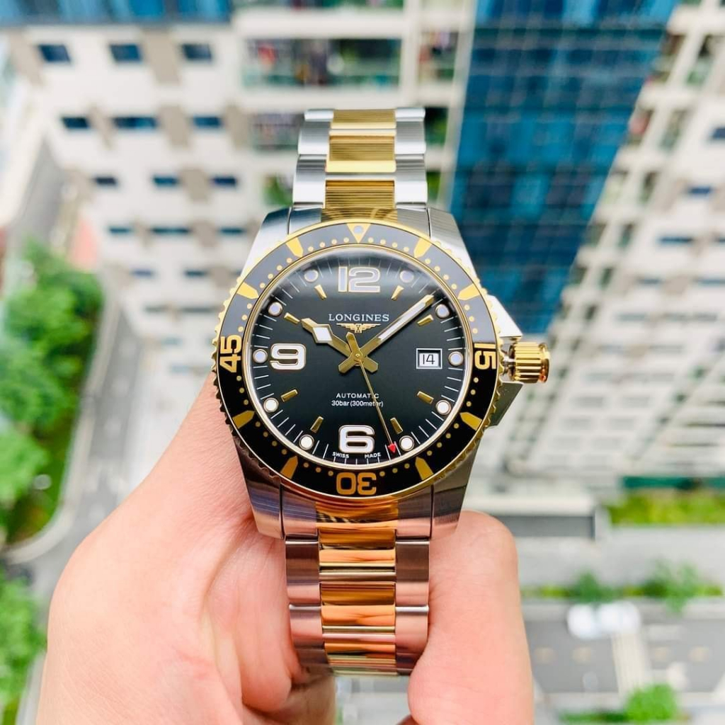 Đồng hồ chính hãng nam Longines HydroConquest Demi-Black L37423567 - máy cơ tự động - Kính sapphire