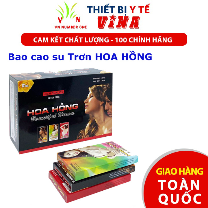 Bao cao su trơn Hoa Hồng, nguyên liệu nhập khẩu từ Thái Lan Hộp 10 Cái