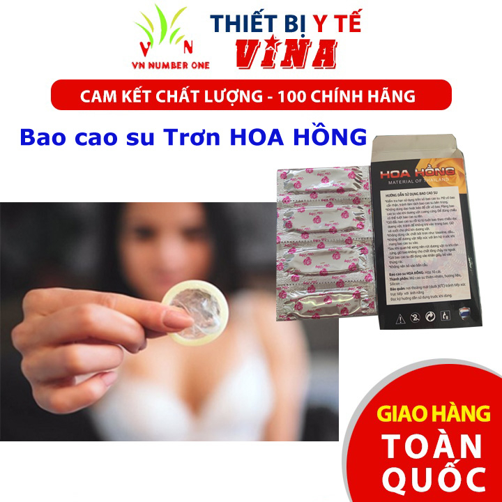 Bao cao su trơn Hoa Hồng, nguyên liệu nhập khẩu từ Thái Lan Hộp 10 Cái