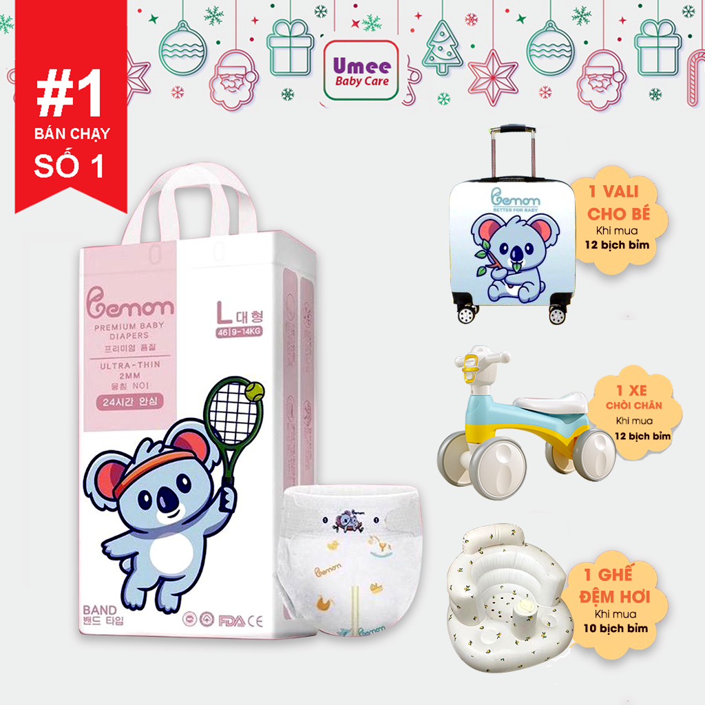 Tã/Bỉm BEMOM HÀN QUỐC Dán/Quần Đủ Size S56/M48/L46/M44/L42/XL40/XXL38/3XL36