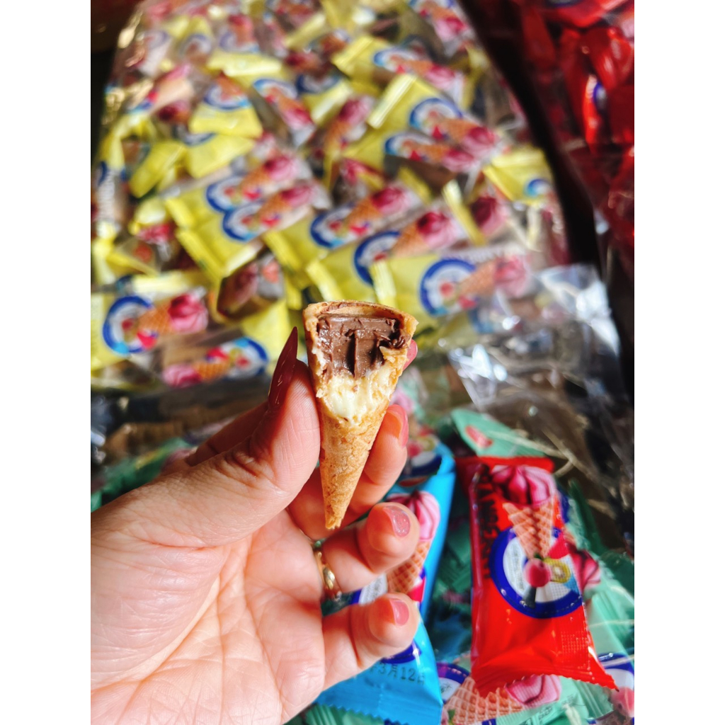 Bánh ốc quế nhân Kem Socola Hộp 500g