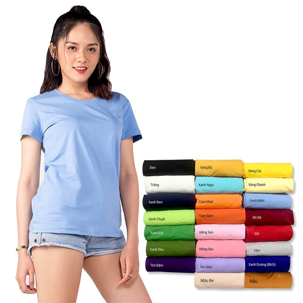 Áo Thun Cổ Tròn Cotton Áo Thun Trơn Nam Nữ Vải Dày Đẹp