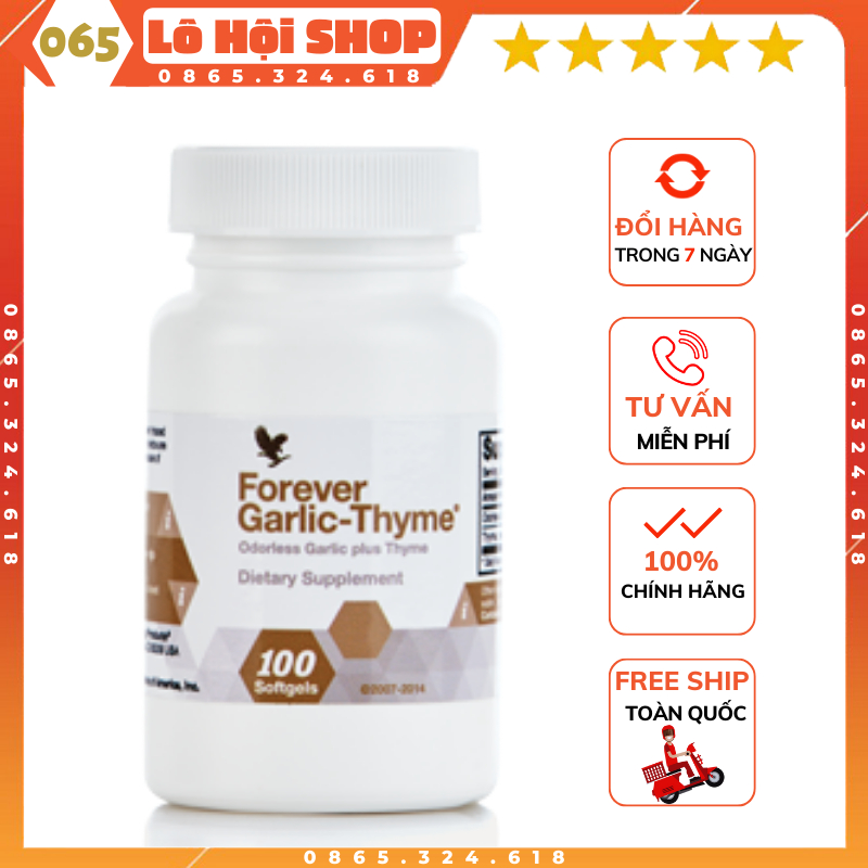 [CHÍNH HÃNG] Viên Tỏi Forever Garlic Thyme 065flp | hộp 100 viên |