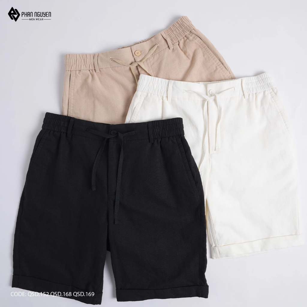 Quần short nam trơn Phan Nguyễn, chất liệu linen thoáng mát, nhanh khô, thiết kế basic, năng động, hiện đại QSD.169