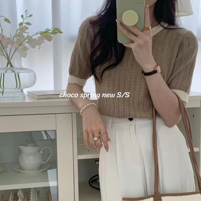Áo baby tee tay ngắn áo thun phông cổ zip dệt kim lạnh siêu mát dáng vừa 3 màu pastel dễ phối siêu xinh ngày hè