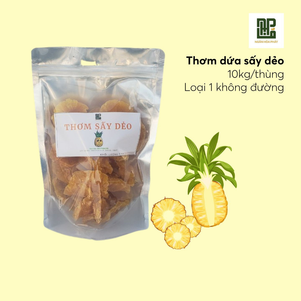 Thơm sấy dẻo, Khóm sấy dẻo Túi 500G sấy không đường tự nhiên tốt cho sức khỏe