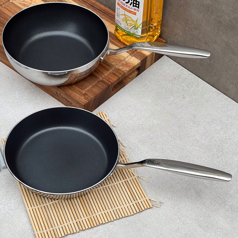 Chảo chống dính Kaiyo inox nguyên khối của Nhật sz 20 và 24cm
