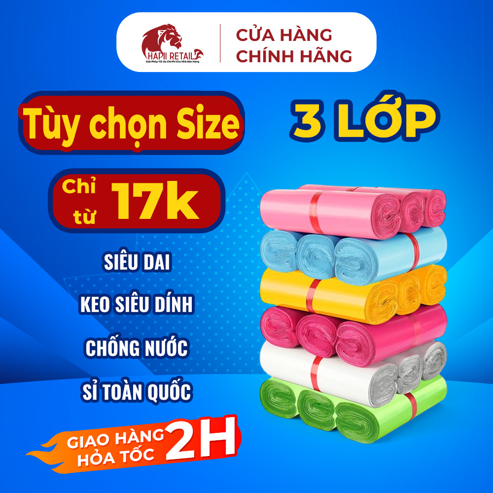 Túi Niêm Phong Gói Hàng HAPII RETAIL Cuộn 100 Cái Tự Dính Loại 3 Lớp Siêu Dai Chống Nước