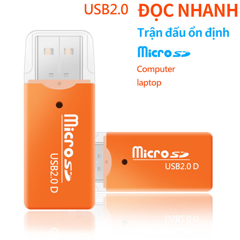 USB Đầu đọc thẻ nhớ Micro SD cổng đầu lọc thẻ nhớ mini dùng cho máy tính, laptop, otg, loa đài cắm là nhận COD