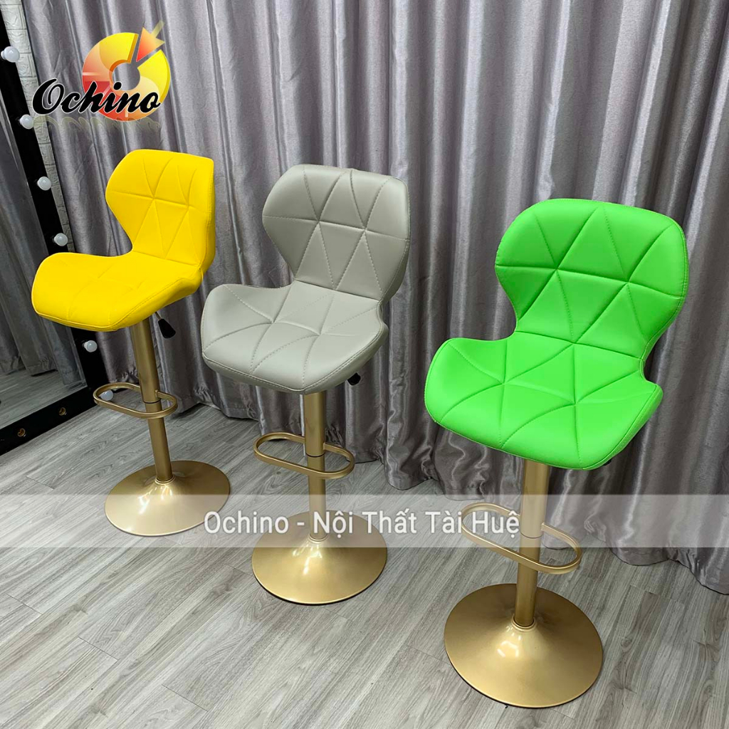 Ghế Trang Điểm Mẫu Kim Cương Chân Đĩa Tròn Vàng Bền Đẹp (Hàng Sẵn)