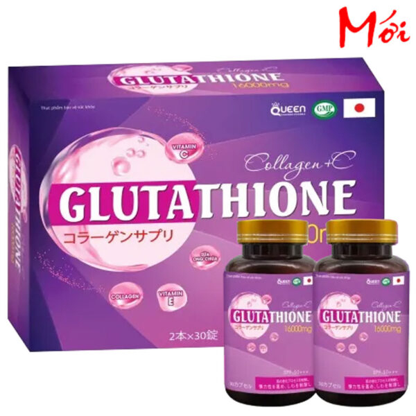 Glutathione 16000mg, Collagen + C, hỗ trợ hạn chế quá trình lão hóa da (Hộp 2 chai x 30 viên)