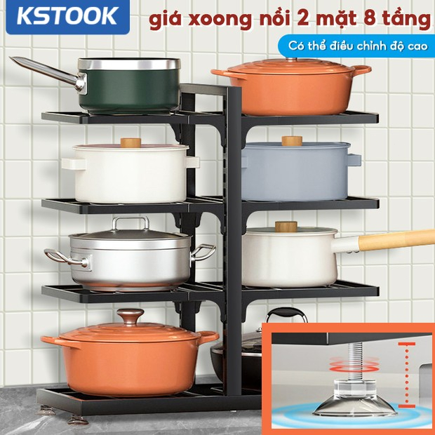 Kệ để xoong nồi nhiều tầng3 màu sắc 8 tầng có thể điều chỉnh