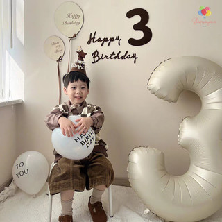 Bóng số sinh nhật màu trắng sứ, Caramen SIZE ĐẠI ~80cm chất liệu Latex - trang Trí Tiệc Sinh Nhật