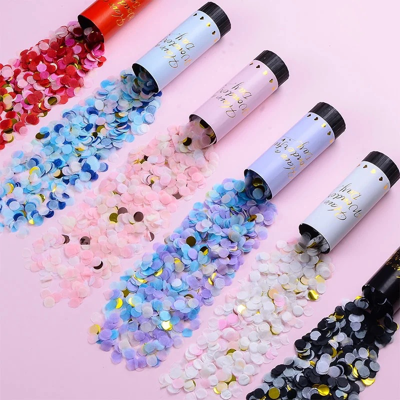Pháo Giấy Kim Tuyến Mini Dài 11cm đường kính 5cm, Trang Trí Sinh Nhật Sự Kiện Đám Cưới Party