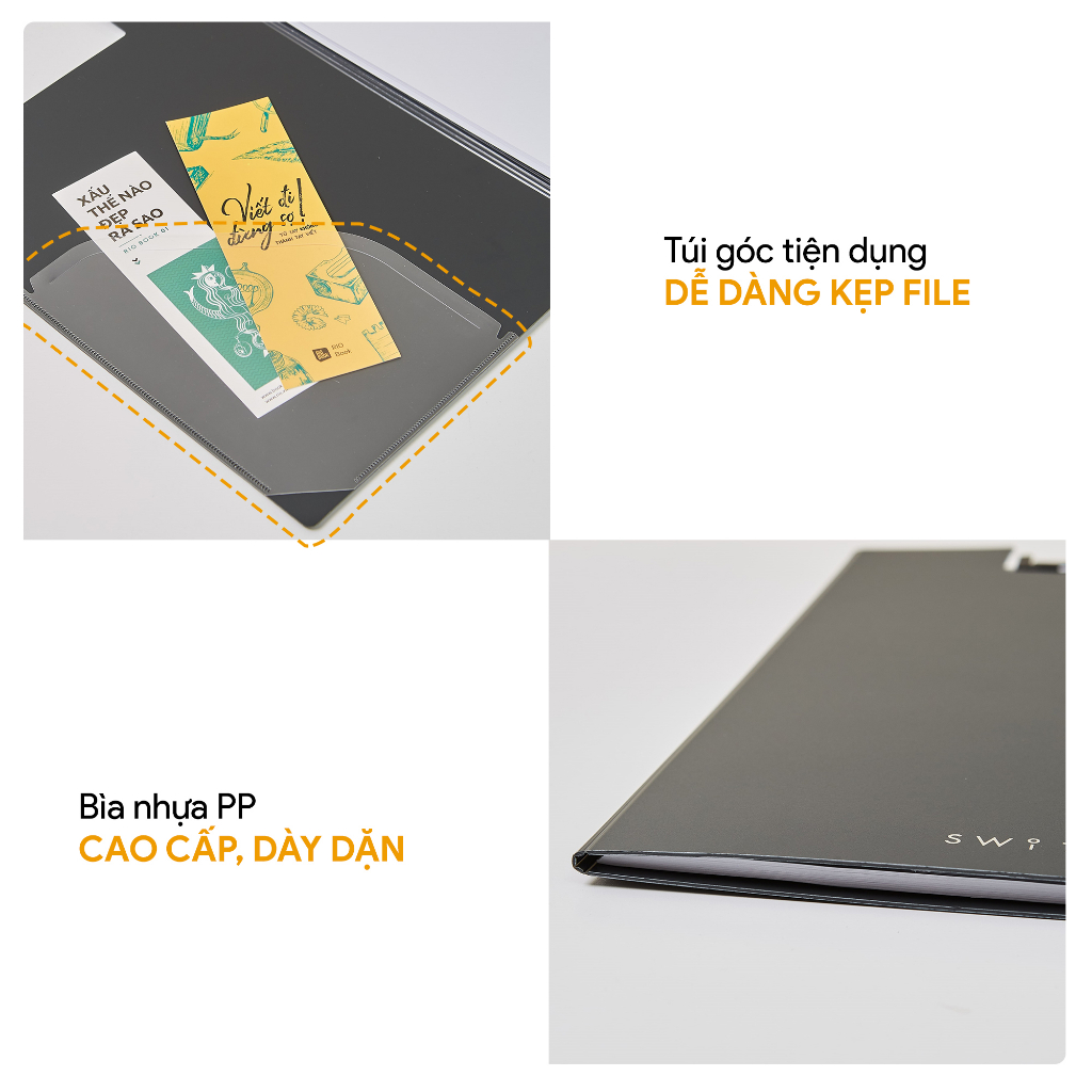 Bìa kẹp trình ký nhựa PP, A4, thương hiệu AO+