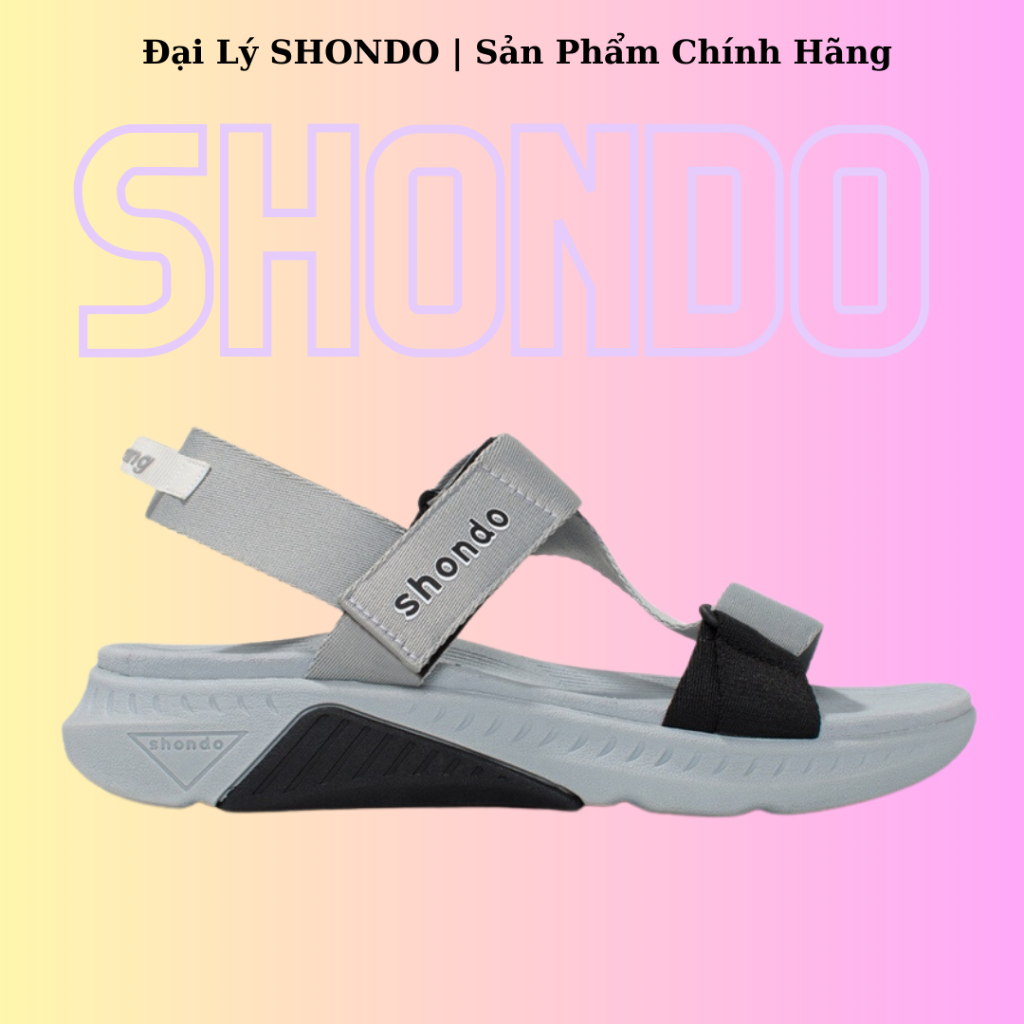 Giày Sandals Nam Nữ Shondo F7 Racing Xám Phối Đen F7R1020