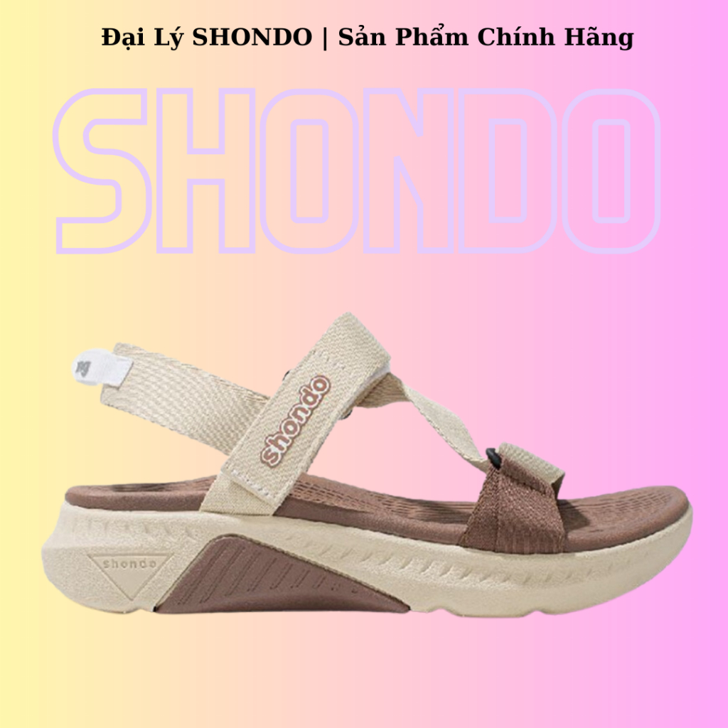 Giày Sandals Nam Nữ Shondo F7 Racing Be Phối Nâu F7R2595