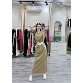 Set Thể Thao Áo Rút Eo Mix Chân Váy