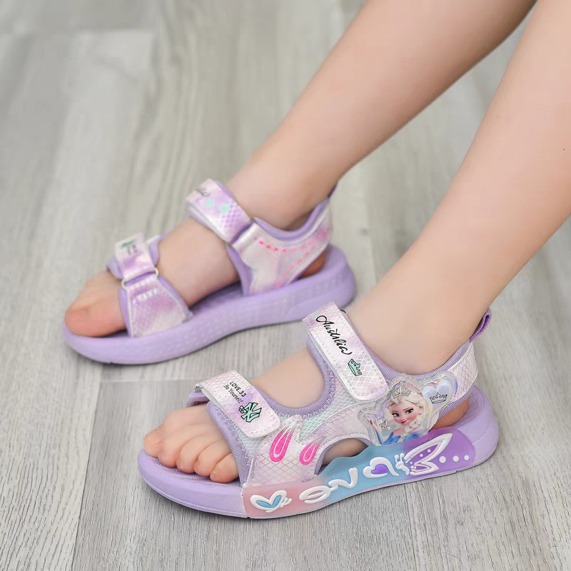 Sandal Bé Gái In Hình Elsa, Xăng Đan & Dép Bé Gái - Mẫu Mới HQ98, Dép Quai Hậu Cho Bé Gái