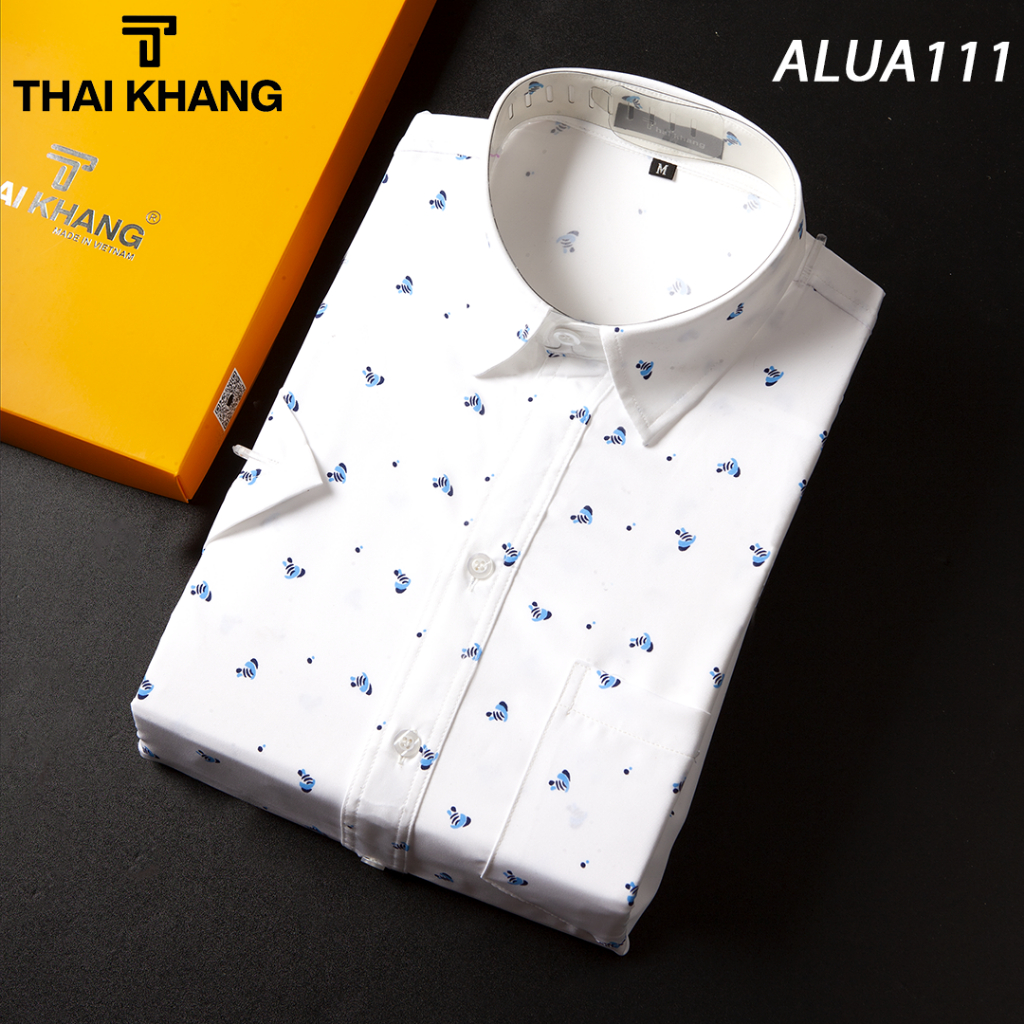 Áo sơ mi nam ngắn tay trung niên THÁI KHANG vải lụa co giãn mềm mịn form rộng classic ALUA11