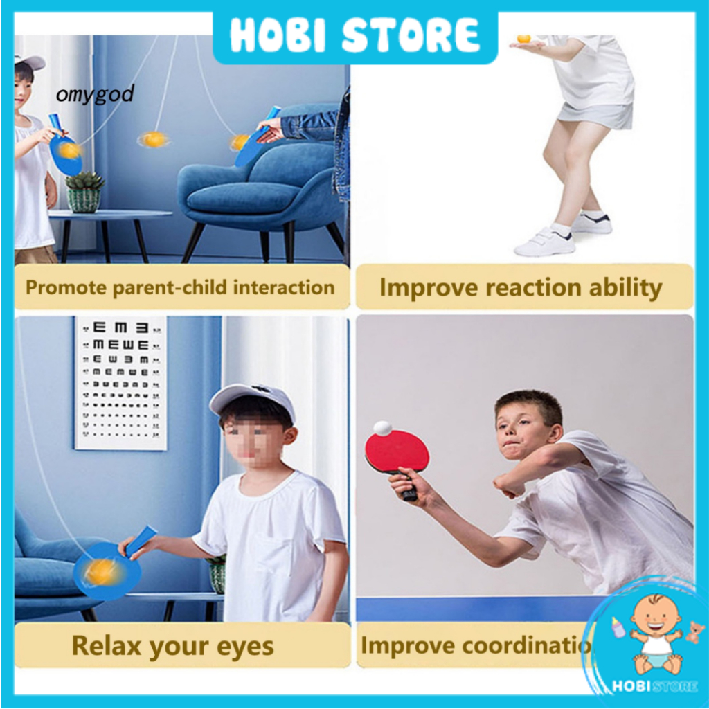Bộ đồ chơi bóng bàn gắn treo tường luyện tập đánh bóng bàn vận động thể thao trong nhà tăng khả năng phản xạ cho bé Hobi