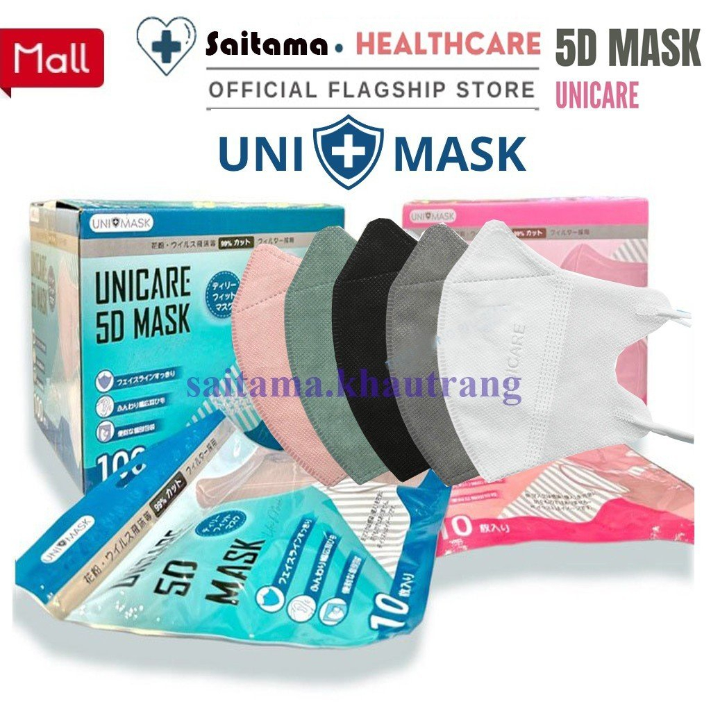 Free Ship - Thùng 200 Chiếc Khẩu Trang 5D UNI CARE 3 Lớp Kháng Khuẩn, Chống Bụi Mịn Hàng Cao Cấp.