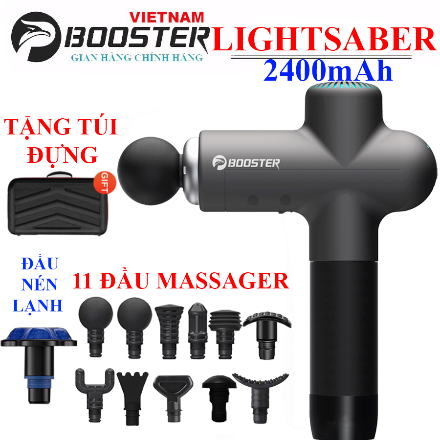 11 ĐẦU MASSAGER - TẶNG TÚI ĐỰNG - Máy massa BOOSTER LIGHTSABER công suất 135W lực đấm - tốc độ rung 12mm giúp bạn massa